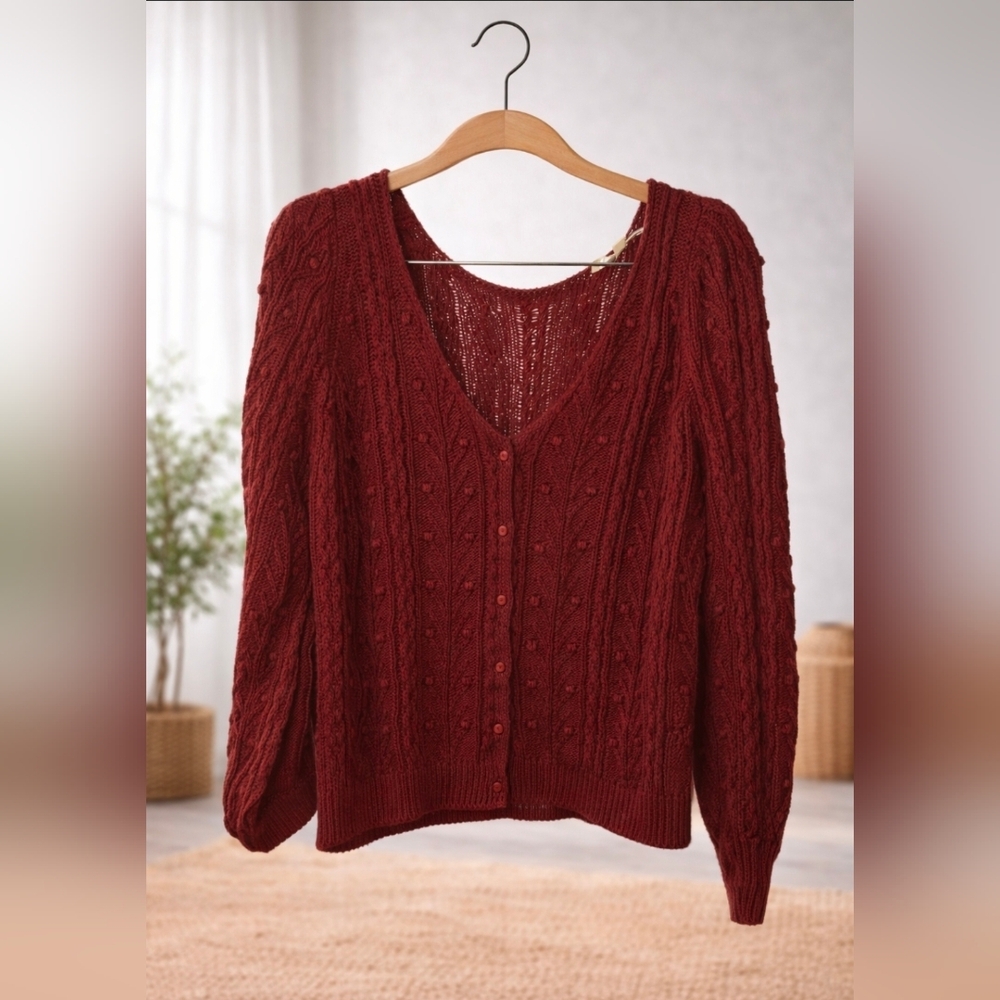 Women's SEZANE Red Cable Knit Sweater